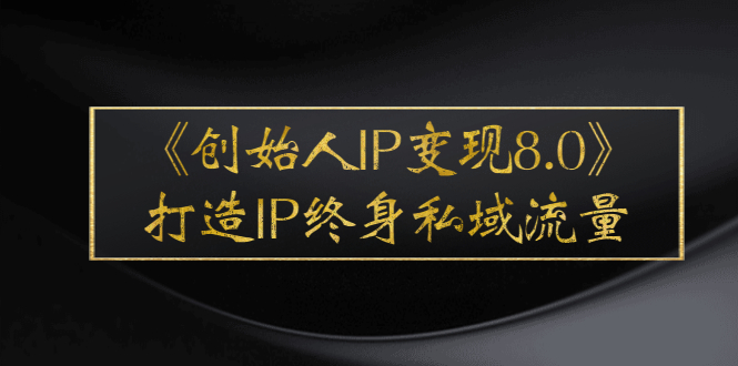 《创始人IP变现8.0》创始人ip打造方案，打造IP终身私域流量